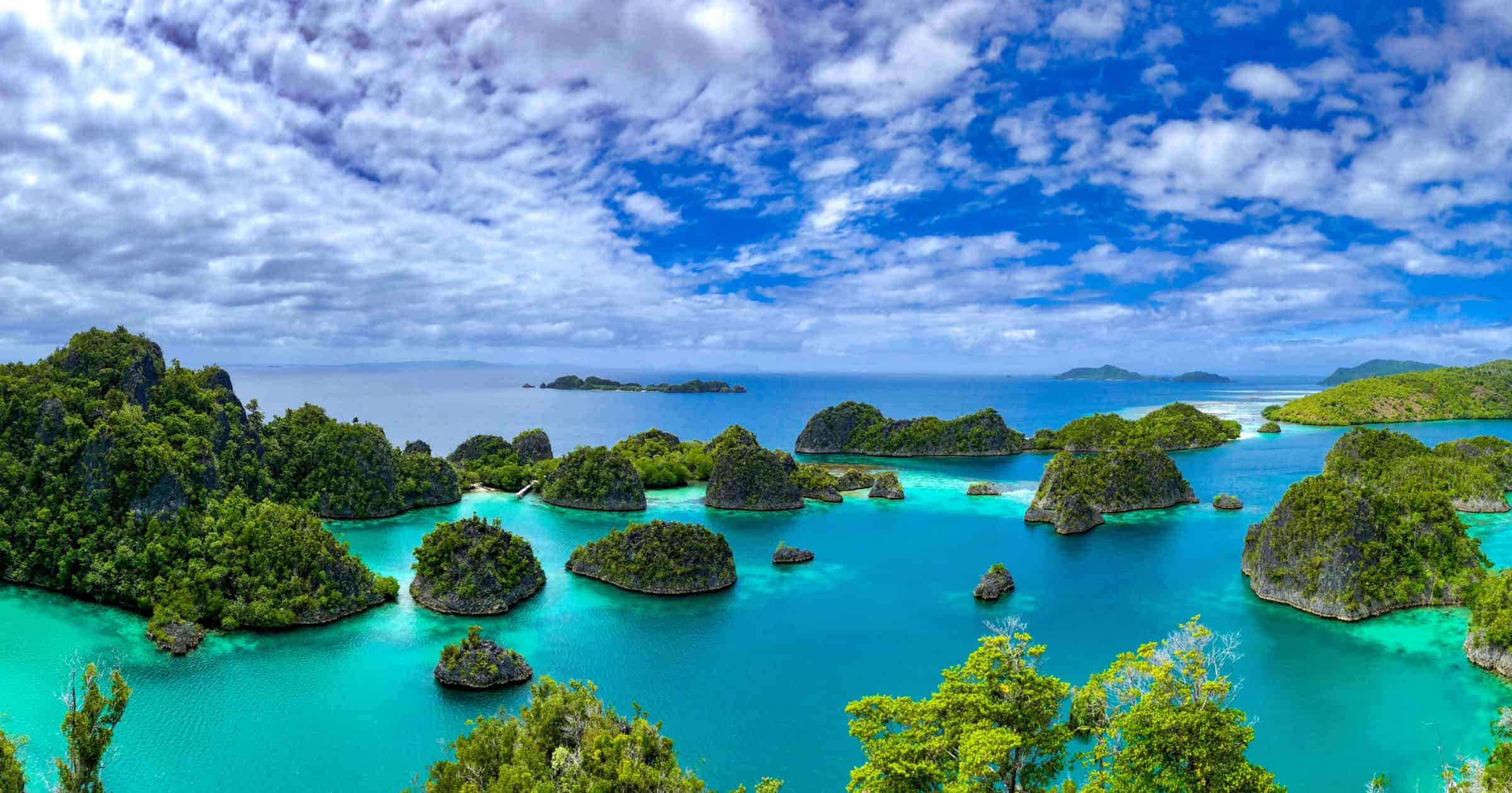 A Beautiful lagoon is surrounded by limestone islands in Raja Ampat, West Papua ,Indonesia