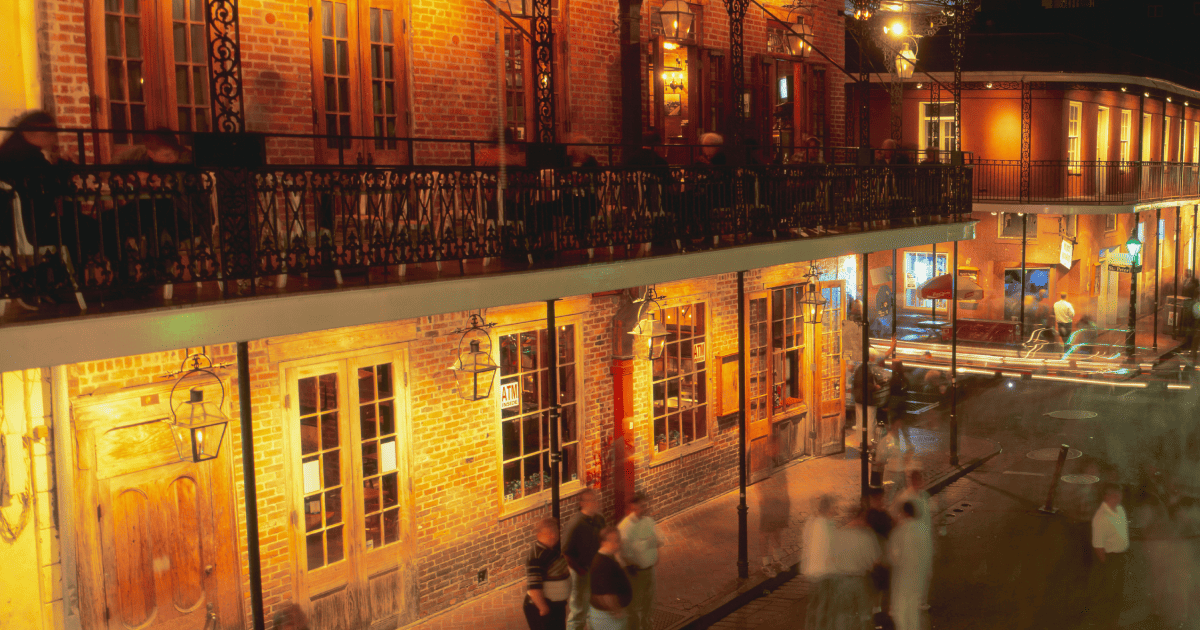 Bourbon street in New Orleans at night
